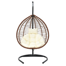 Load image into Gallery viewer, U_STYLE Indoor Outdoor Hanging Hammock Chair with Stand, Foldable Rattan Egg Swing Chair with Iron Frame and Plush Cushion &amp; Removable Headrest,Suitable for Porch Garden,Balcony,Indoor