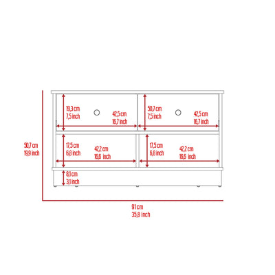 Tulip Storage Bench, Two Drawers, Two Shelves
