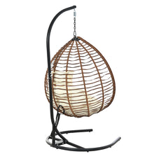 Load image into Gallery viewer, U_STYLE Indoor Outdoor Hanging Hammock Chair with Stand, Foldable Rattan Egg Swing Chair with Iron Frame and Plush Cushion &amp; Removable Headrest,Suitable for Porch Garden,Balcony,Indoor