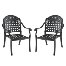 Load image into Gallery viewer, Cast Aluminum Patio Dining Chair 2PCS With Black Frame and Blue Cushions (same sku: W171091759)