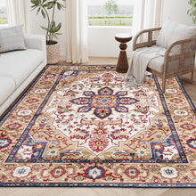 Load image into Gallery viewer, Area Rug 6x9 Vintage Bohemia Large Persian Non-slip Washable Rug For Living Room Kitchen Bedroom Living Room Flower Design Blue/Gold