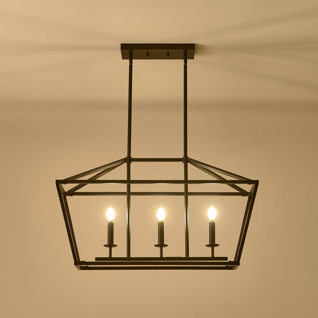 3-Light Farmhouse Kitchen Island Lighting,5 Light Industrial Linear Chandelier for Dining Room Metal Matte Black Finish Hanging Pendant Light Fixture for Bedroom Living Room Hallway Conference Room