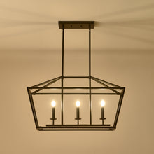 Load image into Gallery viewer, 3-Light Farmhouse Kitchen Island Lighting,5 Light Industrial Linear Chandelier for Dining Room Metal Matte Black Finish Hanging Pendant Light Fixture for Bedroom Living Room Hallway Conference Room