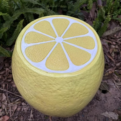 Yellow Lemon Fruit Stool, 14"Oversized Resin Stool, Side Table, Home Decor Plant Stand Garden Indoor Outdoor Decorations, Multi-Purpose Innovative Garden Furniture