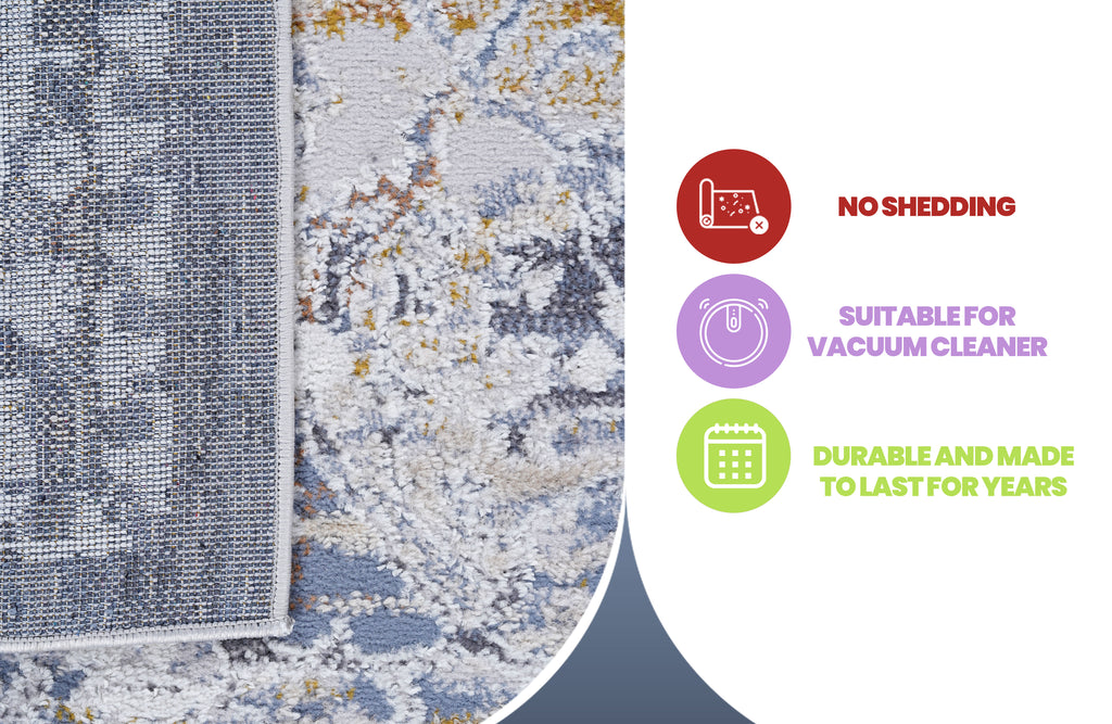 PAYAS Collection 7.9X10. Ivory / Grey / Traditional Area Rug Modern, Contemporary, Non-Shedding & Easy to Clean, Ideal for Living Room, Bedroom, Dining Space, 120*93 inch