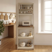 Load image into Gallery viewer, 31.5" White and Black color 5-Tier Bakers Rack for Kitchen with Storage, Coffee Bar, Kitchen Shelves,  Microwave Stand
