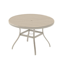Load image into Gallery viewer, Outdoor Round Patio Dining Table for 6-7, All Weather Metal Dining Table with Umbrella Hole for Deck Lawn Garden Backyard, Sandstone Color