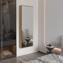 Load image into Gallery viewer, Leto Wall Mounted Shoe Rack With Mirror, Single Door, Capacity For Ten Shoes Natural Oak