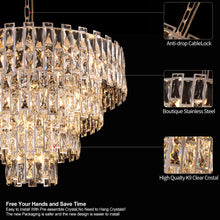 Load image into Gallery viewer, Chrome Luxury Crystal Chandelier for Dining Room, 32-Inch Modern Ceiling Light, French Empire Style with Premium K9 Crystals, Elegant Chrome Finish, Perfect for Living Room or Bedroom, 21-Light Fixtur