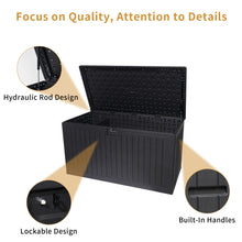 Load image into Gallery viewer, 230 Gallon Resin Outdoor Deck Box Waterproof, Extra Large Patio Storage Box with Lockable Storage Containers for Patio Furniture Cushions, Pool Accessories, Garden Tools