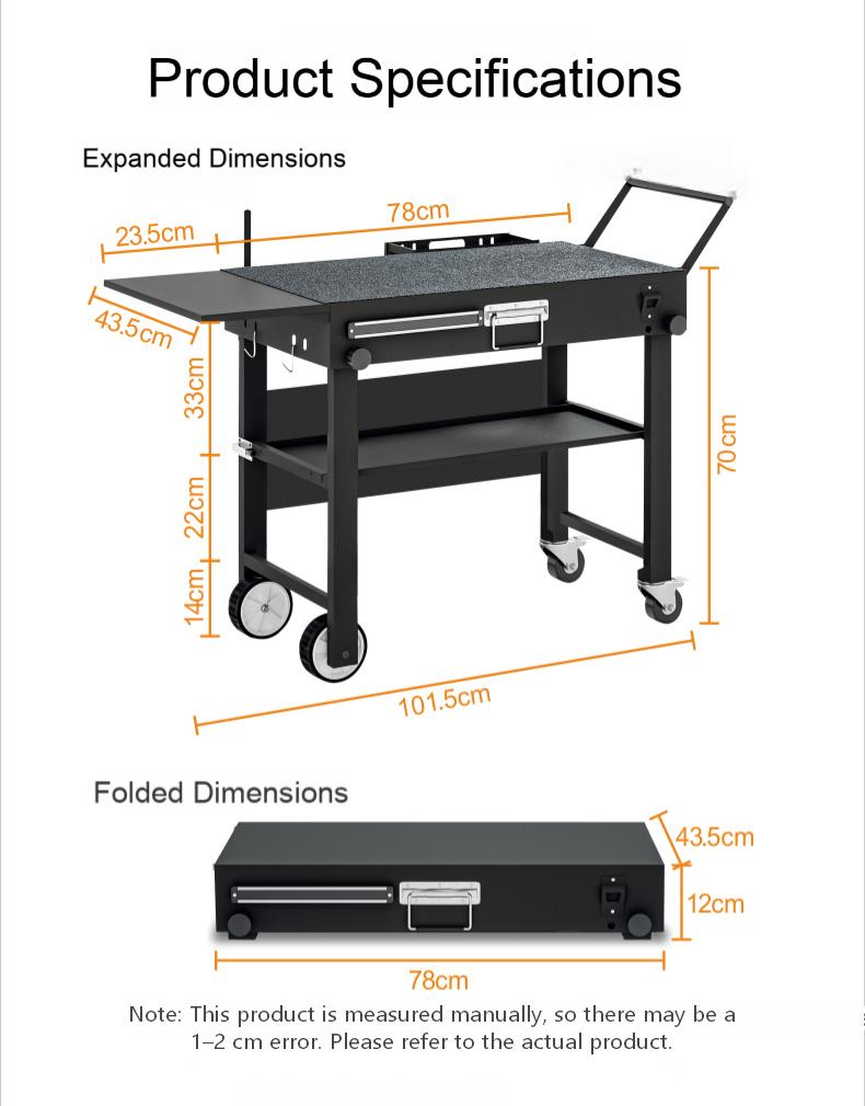 Outdoor Grill Cart Foldable Grill Table