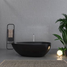 Load image into Gallery viewer, 65 inch freestanding solid surface soaking bathtub for bathroom