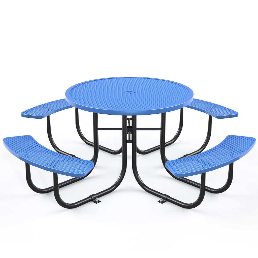 Red Round Table & Chair Set with Umbrella Hole