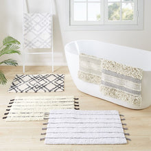 Load image into Gallery viewer, Woven Texture Stripe Bath Rug Grey 22x58"