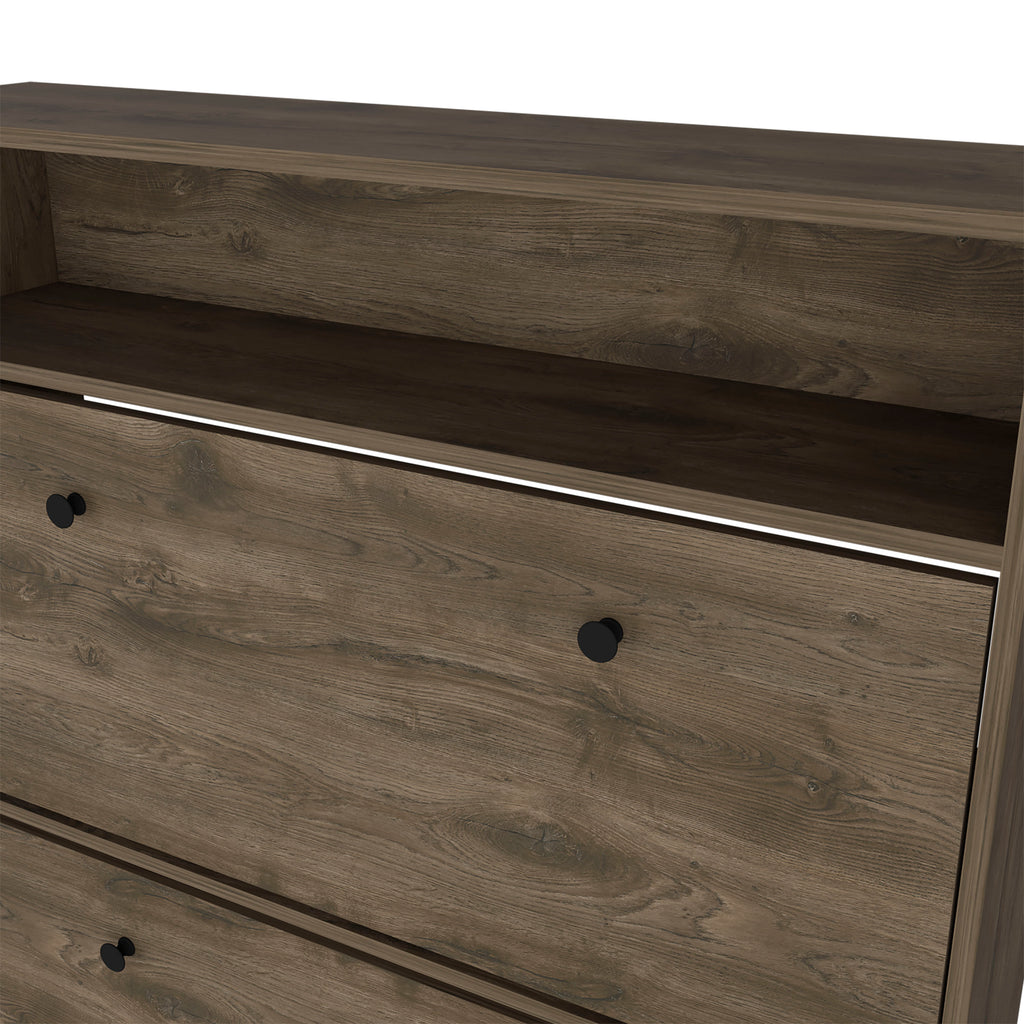 Calgary Shoe Rack, Superior Top, One Open Shelf, Two Extendable Shelves -Dark Brown