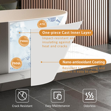 Load image into Gallery viewer, 65" Freestanding Solid Surface Bathtub, Luxury Handcrafted Stone Resin Freestanding Soaking Bathtub with Overflow and Pop-up Drain, Matte White 24S06-65MW