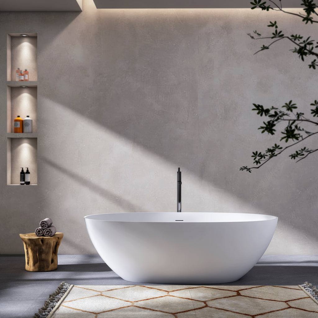55 inch freestanding solid surface soaking bathtub for bathroom