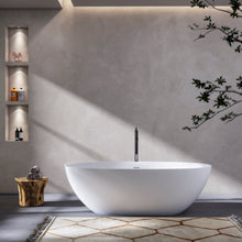 Load image into Gallery viewer, 55 inch freestanding solid surface soaking bathtub for bathroom