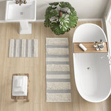 Woven Texture Stripe Bath Rug Grey 22x58