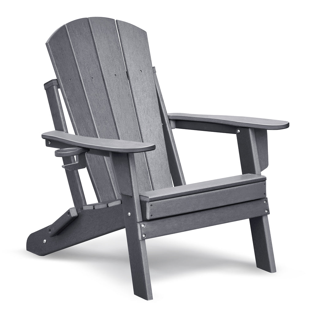 Outdoor Adirondack Chair for Relaxing, HDPE All-weather Fire Pit Chair, Patio Lawn Chair for Outside Deck Garden Backyardf Balcony, Grey