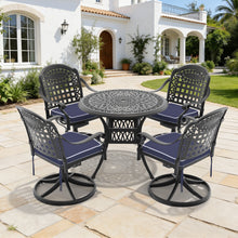 Load image into Gallery viewer, Ø35.43-inch Cast Aluminum Patio Dining Table With Black Frame and Umbrella Hole (same sku: W171084475,W1710P497717)