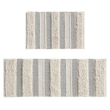 Load image into Gallery viewer, Woven Texture Stripe Bath Rug Grey 22x58"