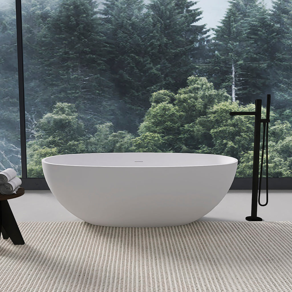 55 inch freestanding solid surface soaking bathtub for bathroom