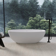Load image into Gallery viewer, 55 inch freestanding solid surface soaking bathtub for bathroom