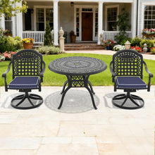Load image into Gallery viewer, Ø39.37-inch Cast Aluminum Patio Dining Table With Black Frame and Umbrella Hole (same sku: W171084477)