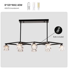 Load image into Gallery viewer, Matte Black Crystal  Chandelier for Dining Room, 8-Light Kitchen Chandelier Light Fixture Modern Metal Industrial  Chandeliers for Farmhouse Entryway Living Room (8*G9 Bulbs Included)