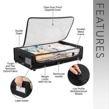 Load image into Gallery viewer, Set of 2 Under-Bed Rolling Storage Container with Transparent Cover, Versatile Space-Saving Design, and Smooth-Glide Multi-Directional Wheels – Ideal for Organizing Clothes, Shoes, and More