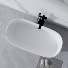 Load image into Gallery viewer, 51'' Freestanding Bathtub Resin Stone Soaking Bathtub Solid Surface Modern Tubs with Overflow and Pop-up Drain in White