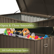 Load image into Gallery viewer, 160 Gallon Outdoor Storage Deck Box Waterproof, Large Patio Storage Bin for Outside Cushions, Throw Pillows, Garden Tools, Lockable (Dark Brown)