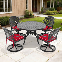 Load image into Gallery viewer, Ø47.24-inch Cast Aluminum Patio Dining Table With Black Frame and Carved Texture on the Tabletop (same sku: W171084479)