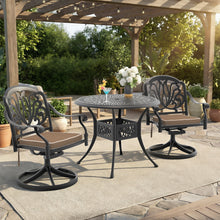 Load image into Gallery viewer, Ø35.43-inch Cast Aluminum Patio Dining Table With Black Frame and Umbrella Hole (same sku: W171084475,W1710P497717)