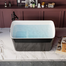 Load image into Gallery viewer, 49'' x 28'' Acrylic Freestanding Soaking Bathtub, Square-shape Japanese Soaking Hot Tub, Sit-In Design with Chrome Overflow and Drain, Available for Express Delivery, Glossy Black 23AMA-49B