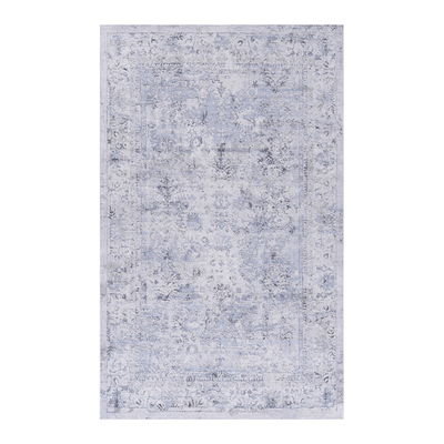 LOOM & LUXE 5x8 Area Rugs for  Washable Rug, Low-Pile, Non-Slip, Non-Shedding, Foldable, Kid & Pet Friendly - Area Rugs for living room, bedroom, kitchen  (Blue/Cream, 5' x 8')