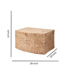 Load image into Gallery viewer, Ludmilla Rectangular Curve Water Hyacinth Woven Wicker Trunk with Handles - 26" x 19" x 14" - Natural Brown - For Clothes, Toys, Magazines and Book Storage