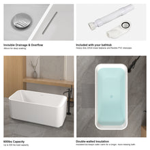 Load image into Gallery viewer, 59"Rectangle Linear Acrylic Freestanding Bathtub Stand Alone Soaker Tub, Glossy White Acrylic, POP-UP Chrome Drain, cUPC Certified,
