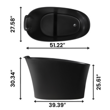 Load image into Gallery viewer, 51" Solid Surface Oval Freestanding Black Bathtub with Overflow and Drain Assembly, with Integral Seat and headrest, LTL