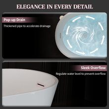 Load image into Gallery viewer, 55" Acrylic Freestanding Bathtub, Deep Soaking Contemporary Stand Alone Bath Tub with Pop-up Drain &amp; Integrated Overflow, Chrome-Finish Drain Cover, Glossy White GF-26A04-55