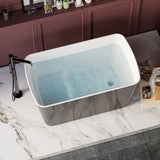 49'' x 28'' Acrylic Freestanding Soaking Bathtub, Square-shape Japanese Soaking Hot Tub, Sit-In Design with Chrome Overflow and Drain, Available for Express Delivery, Glossy Black 23AMA-49B