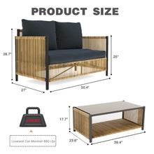 Load image into Gallery viewer, New Comming Outdoor PE Brown Wicker 2seats Sofa with Grey Cushion and Table Set