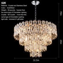 Load image into Gallery viewer, Chrome Luxury Crystal Chandelier for Dining Room, 32-Inch Modern Ceiling Light, French Empire Style with Premium K9 Crystals, Elegant Chrome Finish, Perfect for Living Room or Bedroom, 21-Light Fixtur