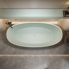 Load image into Gallery viewer, 67'' Freestanding Bathtub Resin Stone Soaking Bathtub Solid Surface Modern Tubs with Overflow and Pop-up Drain
