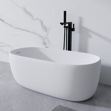 Load image into Gallery viewer, 51'' Freestanding Bathtub Resin Stone Soaking Bathtub Solid Surface Modern Tubs with Overflow and Pop-up Drain in White