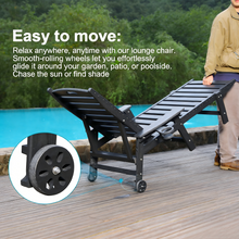 Load image into Gallery viewer, HDPE Chaise Lounge Chair Outdoor, Pool Lounge Chairs with 4-Position Adjustable Backrest, Supports Up to 360 LBS for Patio Poolside Deck Beach Backyard (black)