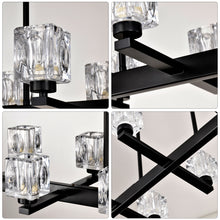 Load image into Gallery viewer, Chandelier for Dining Room, 10-Light Black Farmhouse Linear Pendant Light Fixture, Modern Crystal Hanging Lighting Chandelier for Kitchen Island, Bar, Long Table, G9 Bulb(10*G9*MAX 40W)
