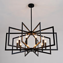 Load image into Gallery viewer, 10-Light Metal Lantern Tiered Pendant Hanging Light Fixtures, Industrial Farmhouse Adjustable Height Chandeliers for Dining Room Hallway Foyer Entryway--Matte Black (E26 Bulbs Not Included)