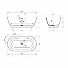 Load image into Gallery viewer, 59 inch small size solid surface oval shape freestanding bathtub for the bathroom